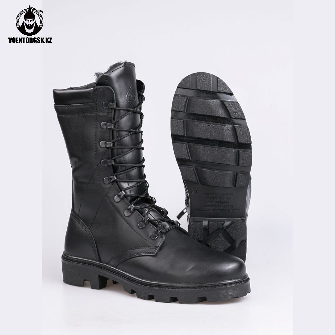 Зимние берцы с нат. мехом 5013-02 ЧЕРНЫЙ